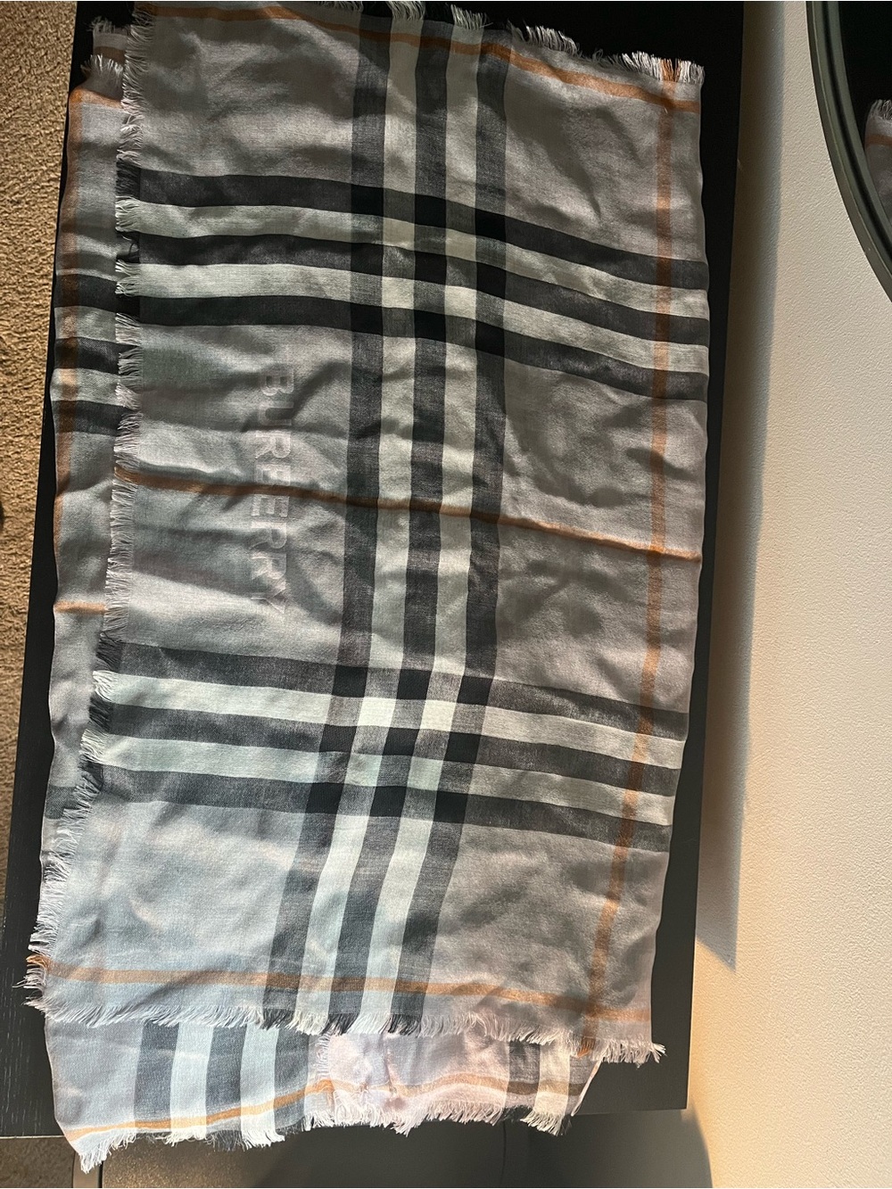 Authentic Burberry Light Pink and Black Check Draped Scarf - Picture 5 of 6